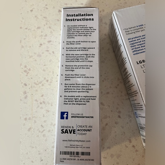 4 New/sealed Refresh Refrigerator Water Filters (LG LT800P / Kenmore 46-9490 - Picture 3 of 5